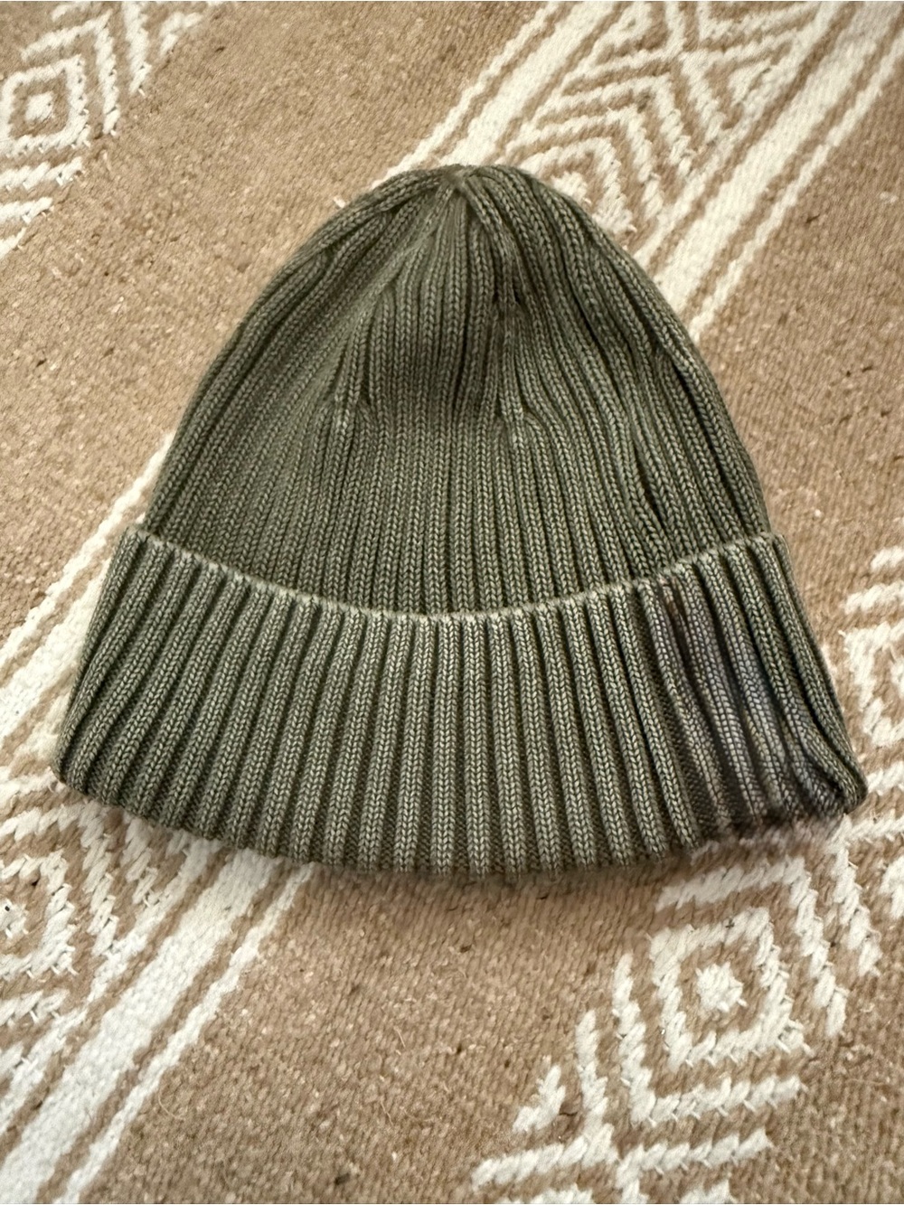 Uniqlo 100% Cotton Ribbed Knit Beanie Olive Army Green Grey Unisex Toque OS NWOT
